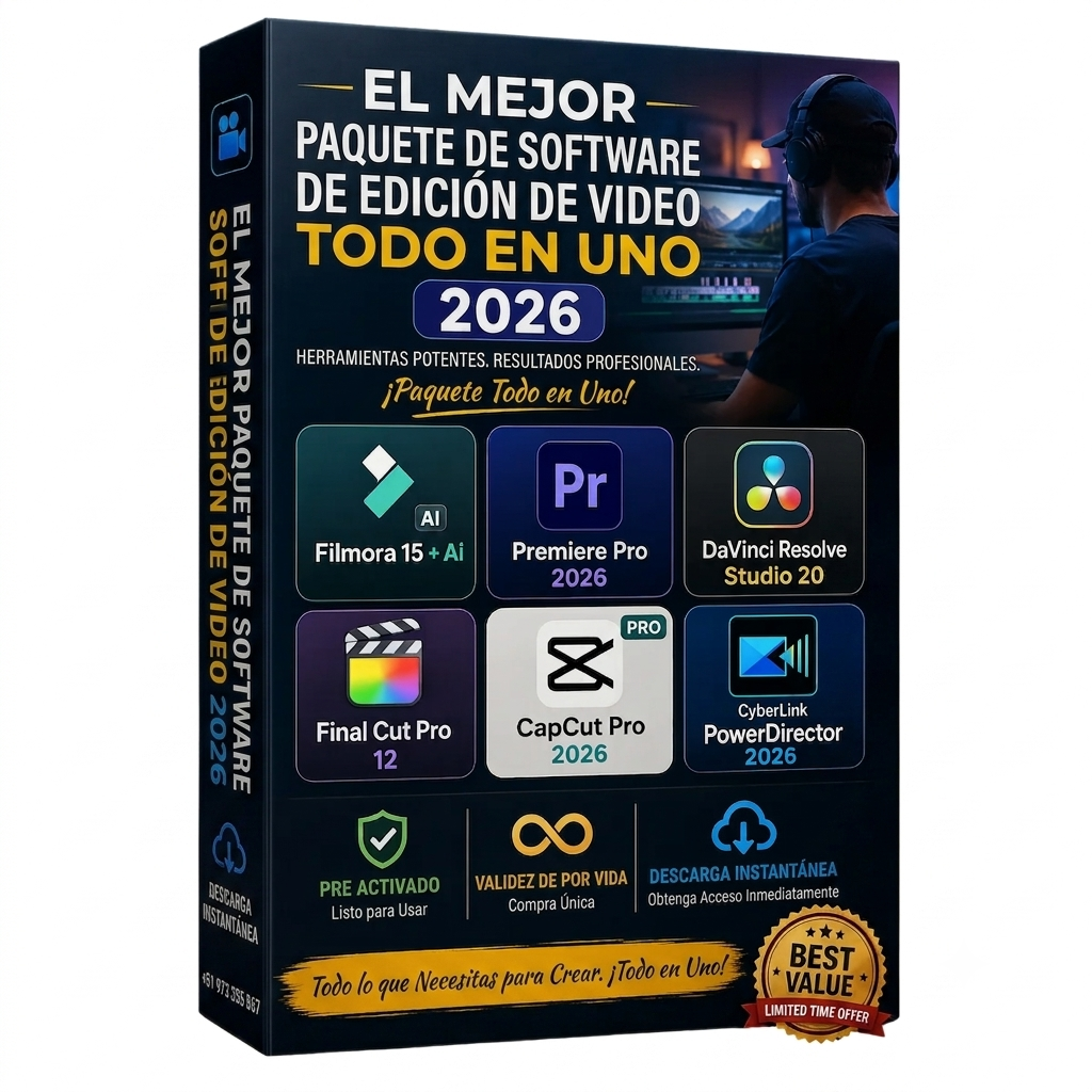 Paquete de software de edición de vídeo 2026 – Permanente