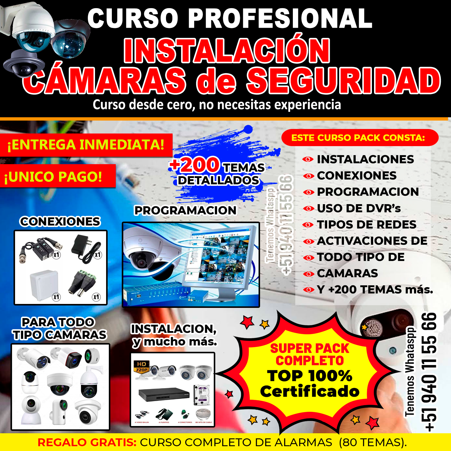 Pack full Seguridad – Instalación y Configuración Cámaras de vigilancia + Curso de alarmas